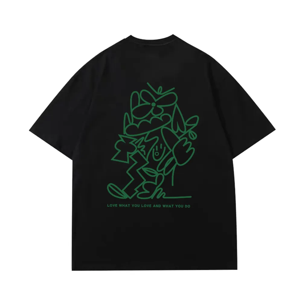 Chic Green Line Flower T-Shirt