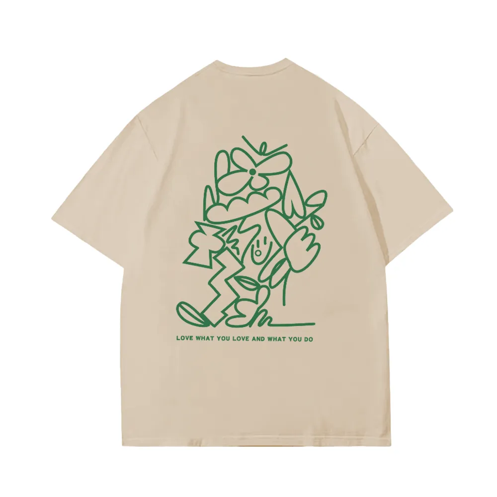 Chic Green Line Flower T-Shirt